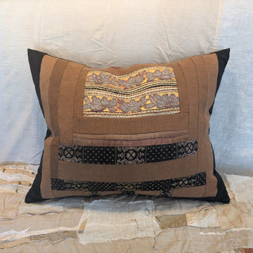 Amira in Umber and Black- Piecework Pillow