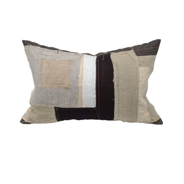Claire Pillow in tan ivory  Mixed-textile Piecework