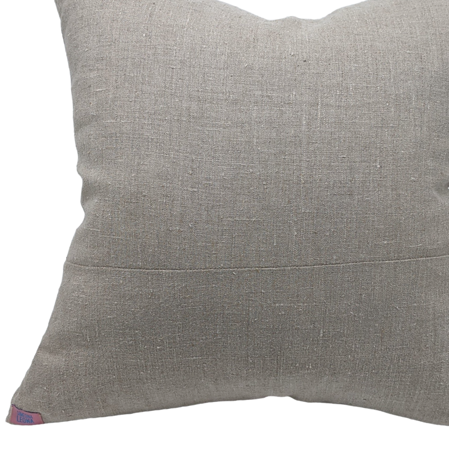 Cafa Pillow - Piecework Textile Pillow in Tans and Indigo