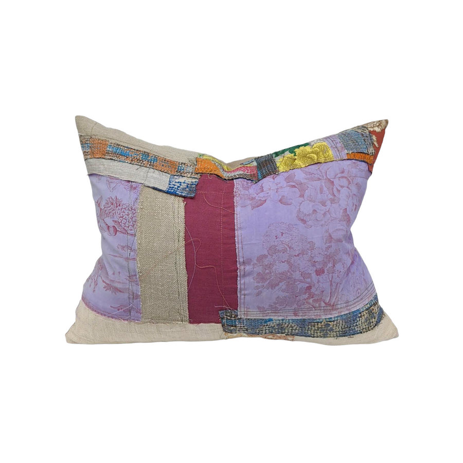 Rai Pillows in Red Pink Purple Mixed-textile Piecework
