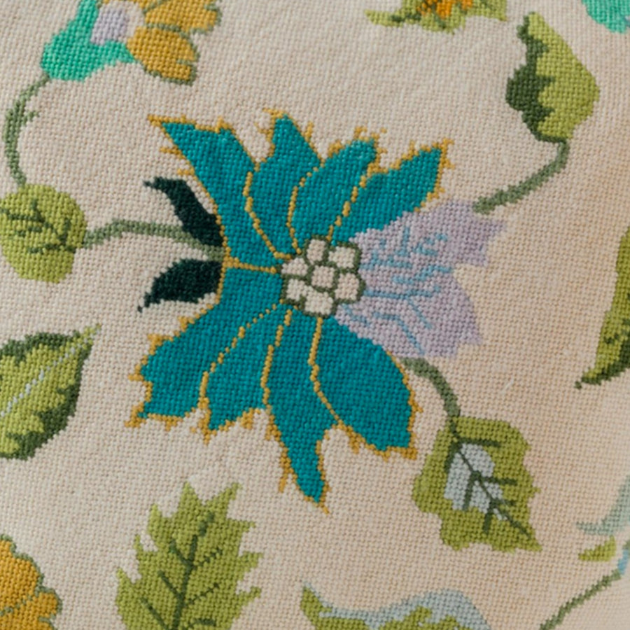 Needlepoint Pillow - Flo Pillow in blue and green