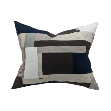 Carina Pillow - Linen Piecework Gray Brown