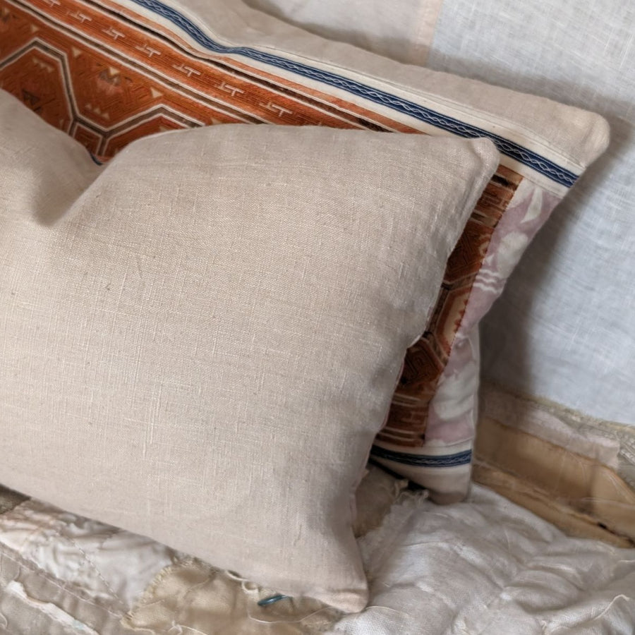 Dov in Terracotta and Mauve- Vintage Embroidery Pillow