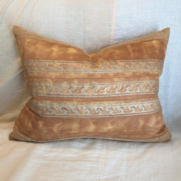 Henriette in Terracotta and Silvery Gold- Piecework Pillow