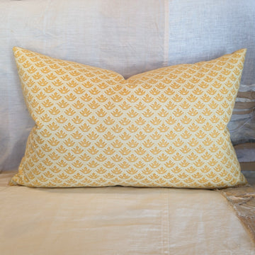 Sahar in Yellow and White- Print Pillow
