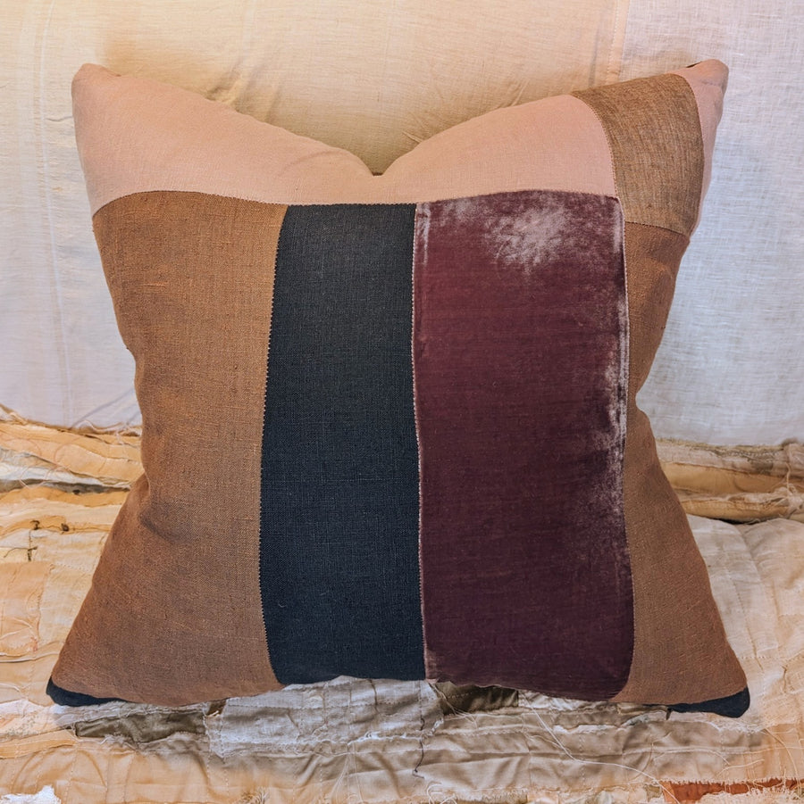 Jale in Mauve, Pewter, and Midnight Blue- Piecework Pillow