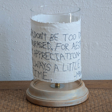 Maude Hurricane Lamp- Embroidered Linen