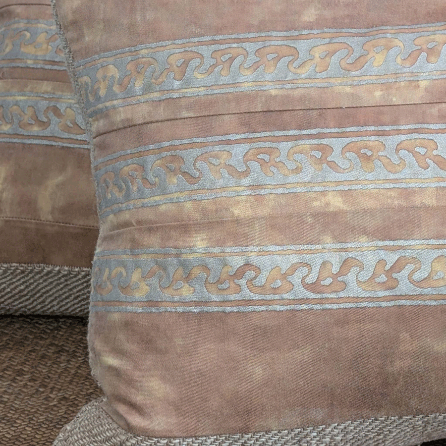 Corone in Terracotta and Silvery Gold- Fortuny Pillow