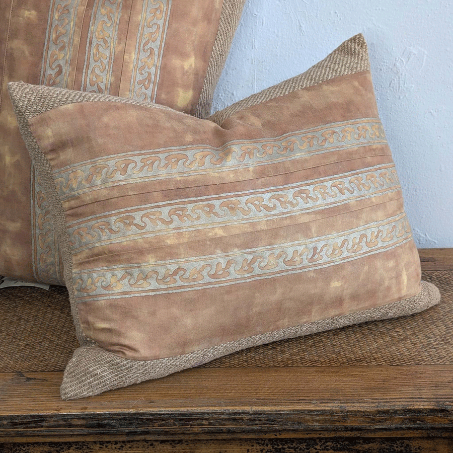 Corone in Terracotta and Silvery Gold- Fortuny Pillow
