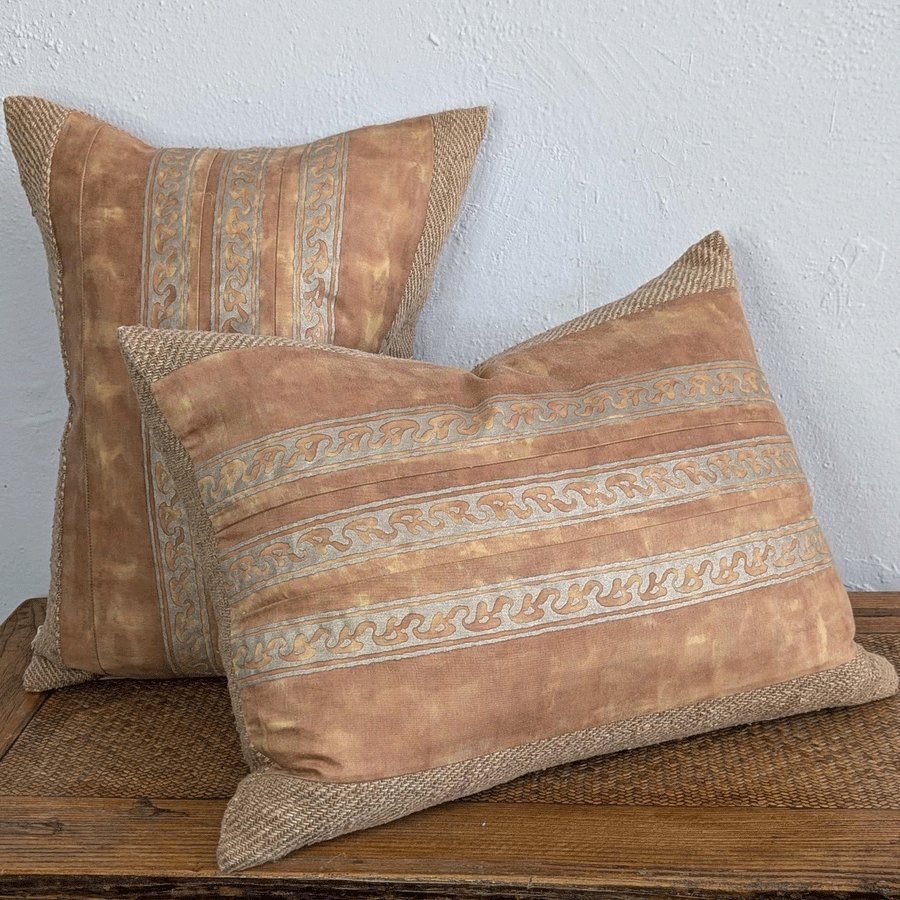 Corone in Terracotta and Silvery Gold- Fortuny Pillow
