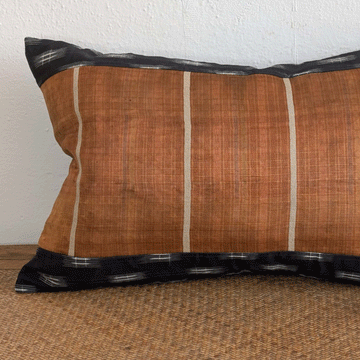 Magna Pillow Silk Hill-tribe Scarf and kimono cloth orange black
