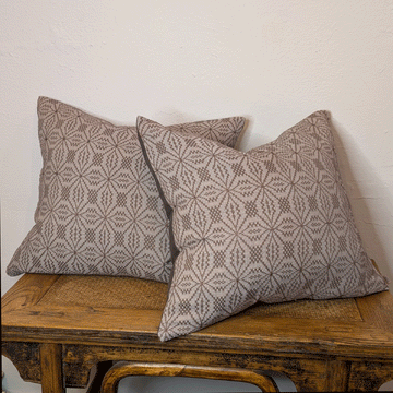Cross Pillow  - Binakol Cloth in Grey Taupe
