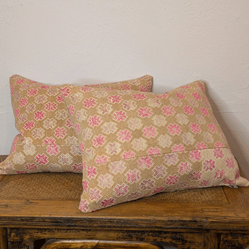 Well Pillow in Tan Pink and Lavender