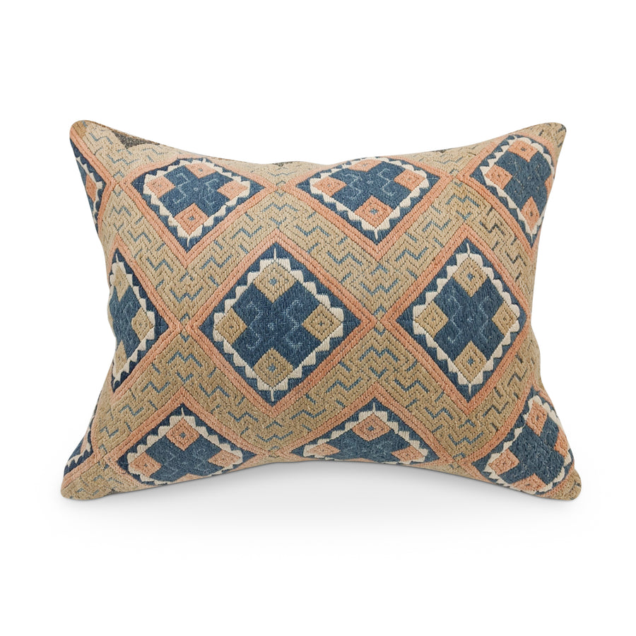 Dowry Blanket - Suni Pillow in Tan and Blue