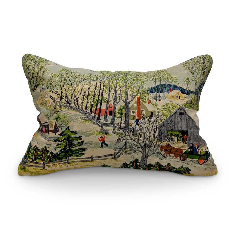 Pictorial Print - Thea  Winter Theme Pillow in Green