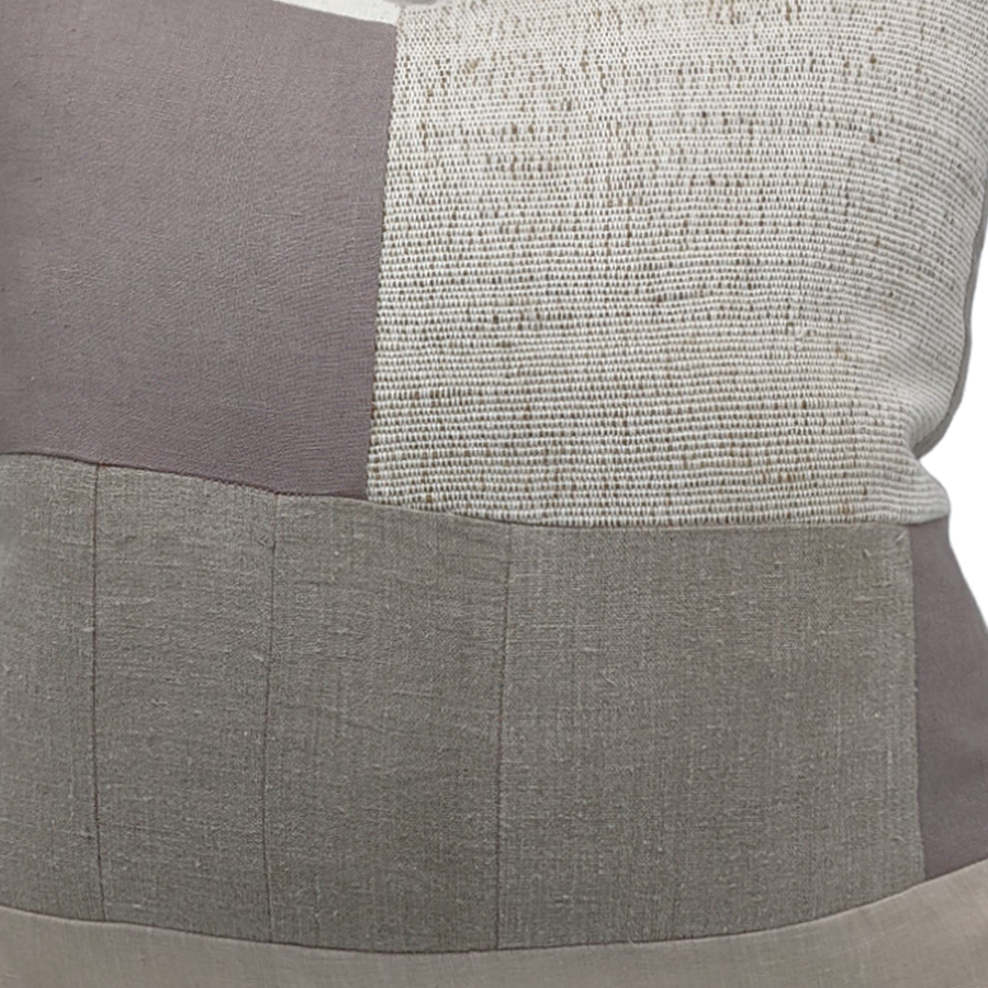 Malati Pillow - Linen Piecework Mauve and Ivory