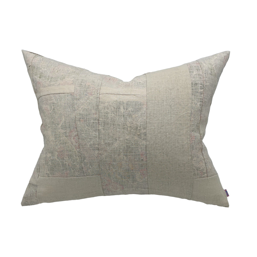 Caleigh Pillow - Reverse Print Linen Piecework