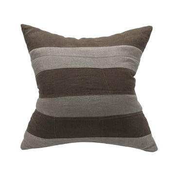 Maik Pillow - Linen Stripe Gray and brown