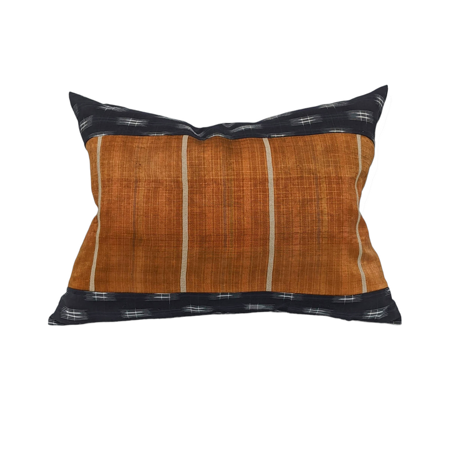 Magna Pillow Silk Hill-tribe Scarf and kimono cloth orange black