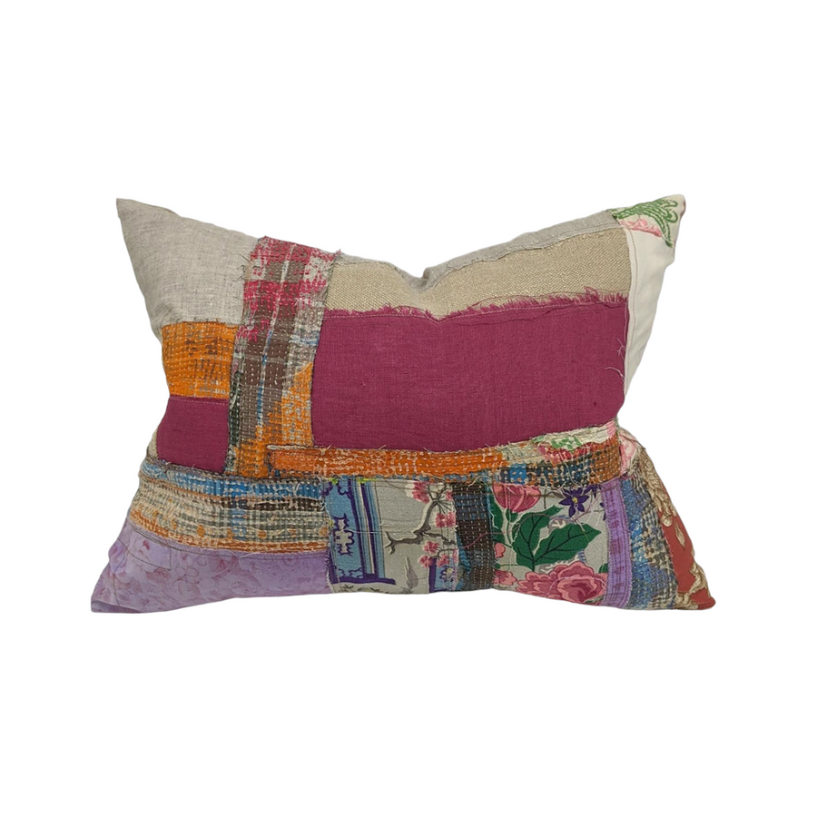 Rai Pillows in Red Pink Purple Mixed-textile Piecework