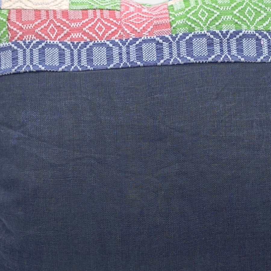 Brenda Stripe - Binakol Cloth Pillow in Green Blue Grey Tan