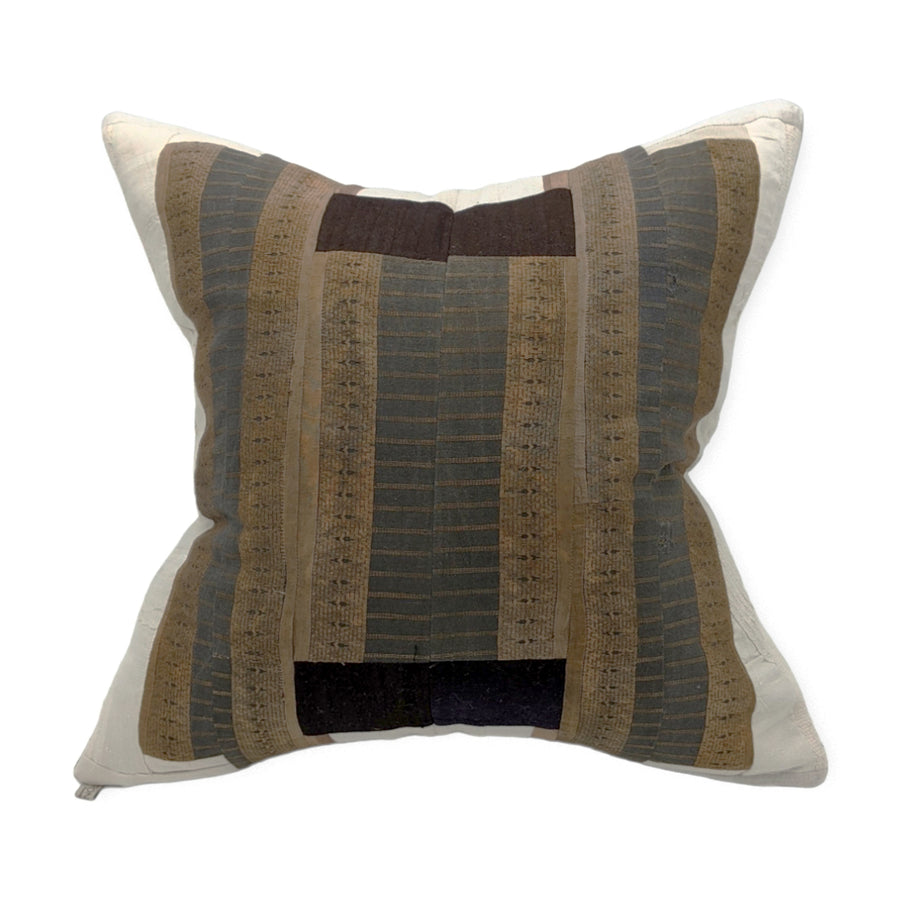 Embroidery Pillow - Yvonne Brown and Ivory