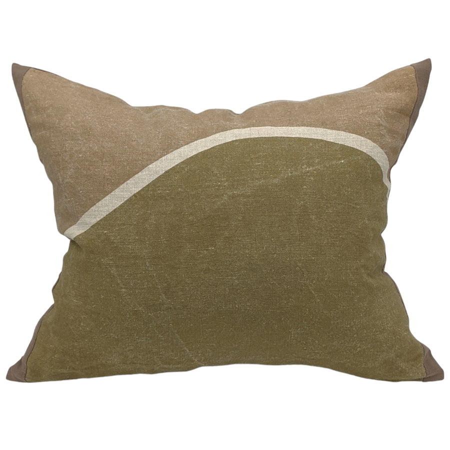 Linen Print - Casey Pillow in green