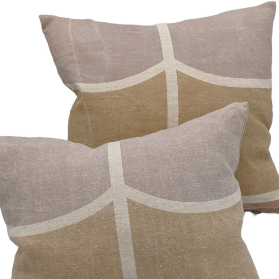 Linen Print - Bartlett Pillow in Mauve and Tan