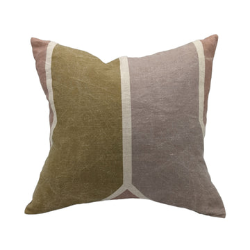 Linen Print - Calaveras Pillow - Green and Mauve