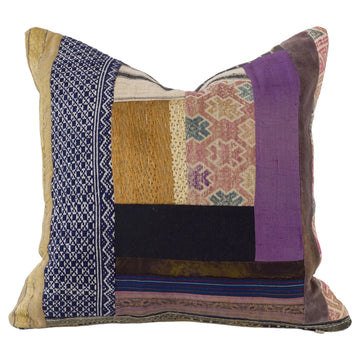 Mixed Textile Grady Pillow Piecework Purple Mauve
