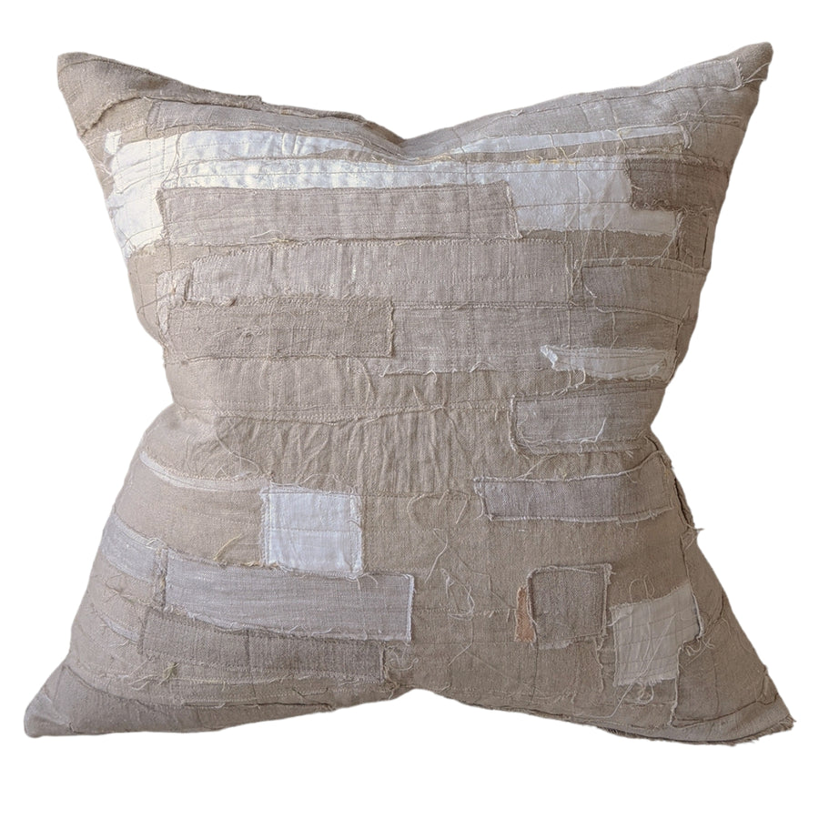 Linen Piecework Harry Pillow -- Ivory