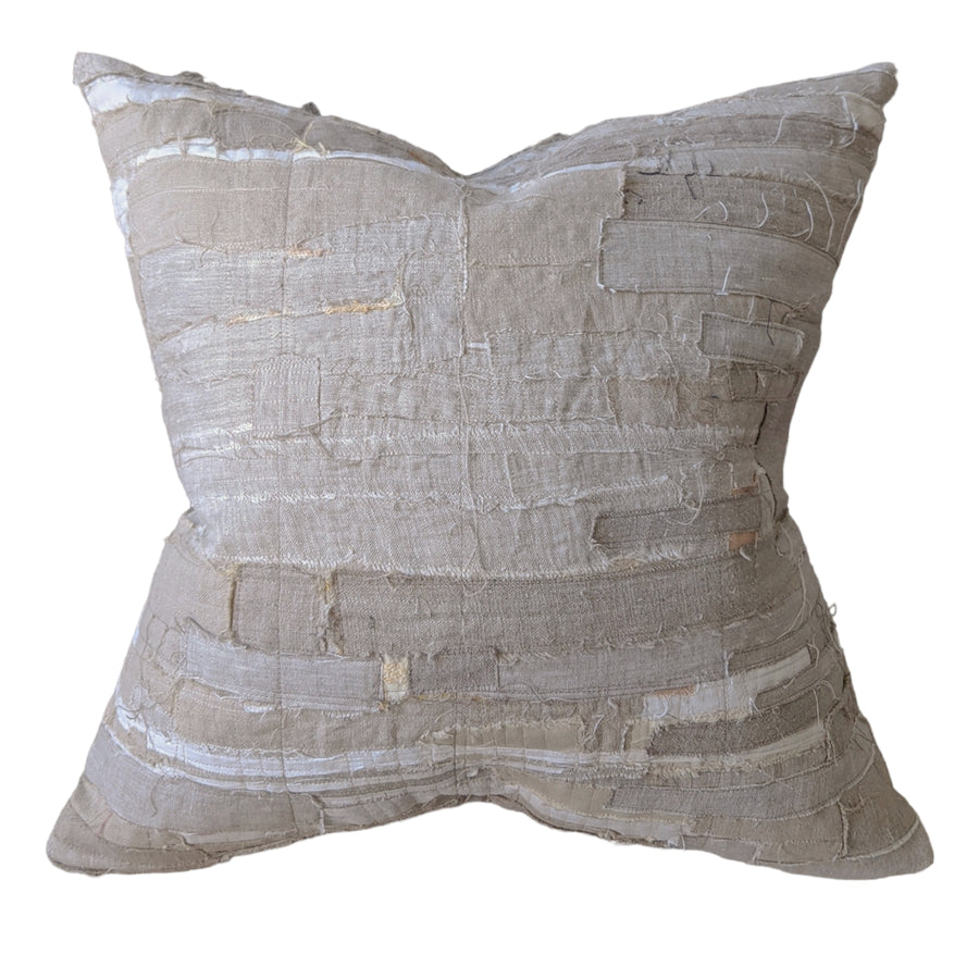 Linen Piecework Harry Pillow -- Ivory