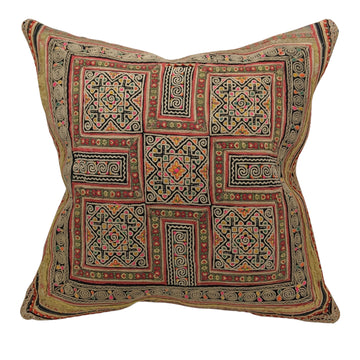 Embroidery Panel Pillow Houa in Metallic Threads Bright Colors