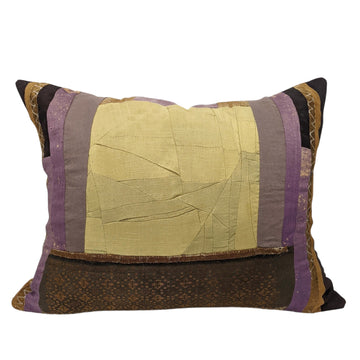 Silk Textile Hyacinth Pillow Green and Violet