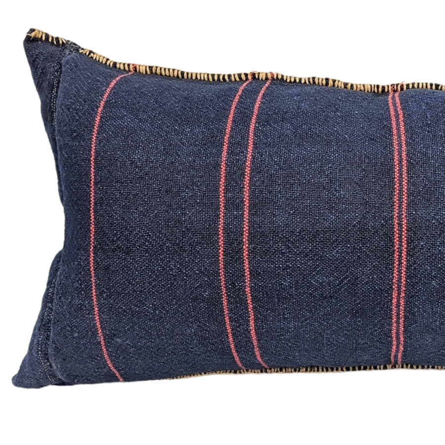 Hand-loomed Lukas Pillow - Large Lumbar in Blue