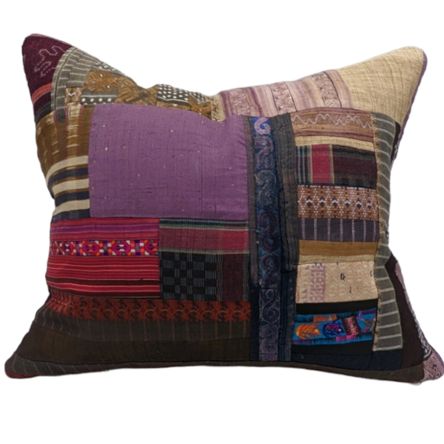 Mixed Textile - Maki Pillow- purple red