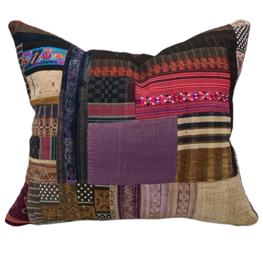 Mixed Textile - Maki Pillow- purple red
