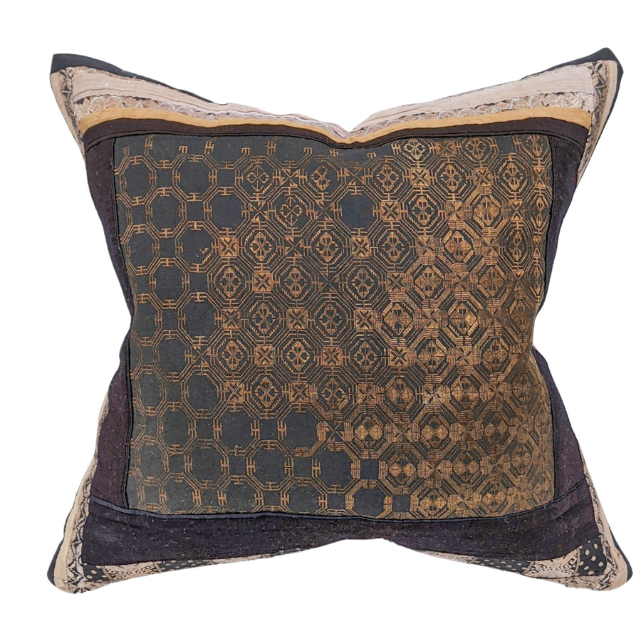 Nafeesa - Embroidery Silk floss  Pillow in  Bronze