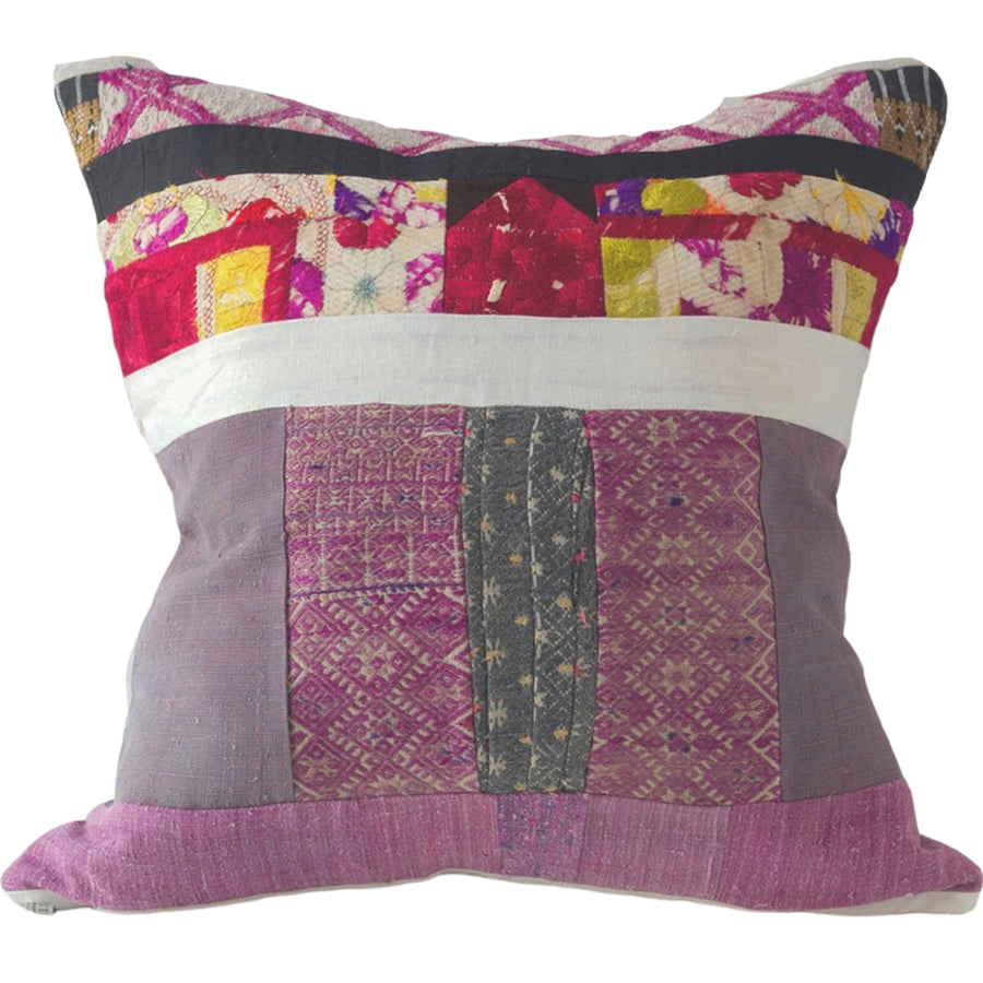 Rabiel Pillow in Mauve and Pink Mixed-textile Piecework
