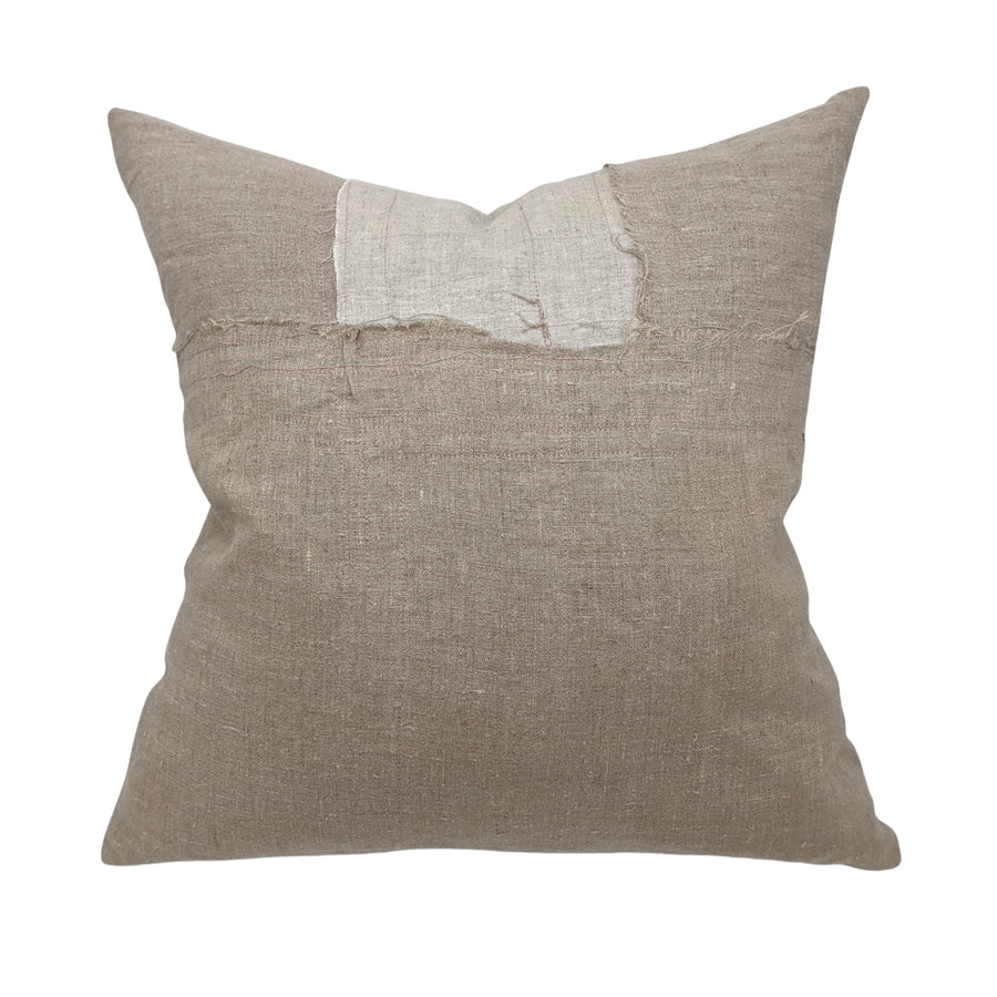Linen Piecework Volga Pillow in Natural Linen