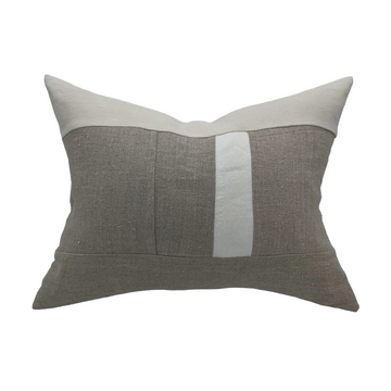 Clay Pillow - Linen Piecework ivory gray