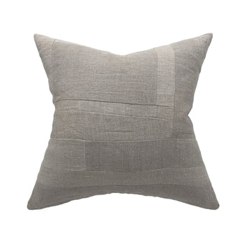 Caleb Pillow - Piecework Textile Pillow in Gray Linen