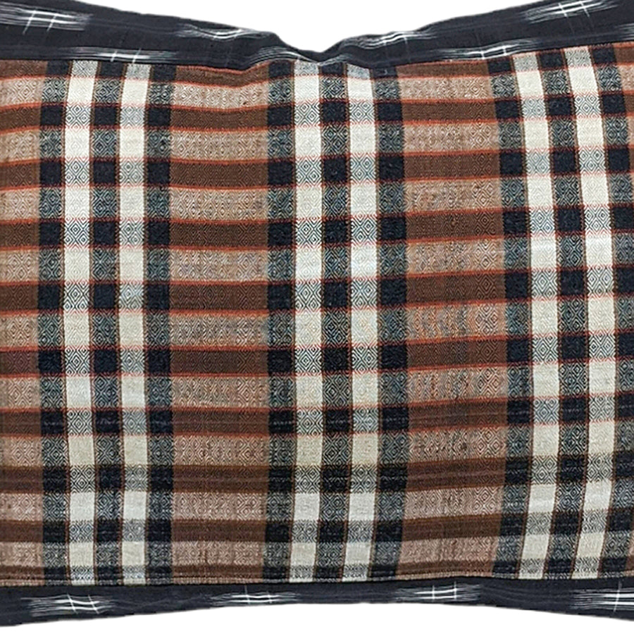 Magna Pillow Silk Hill-tribe Scarf and kimono cloth orange black