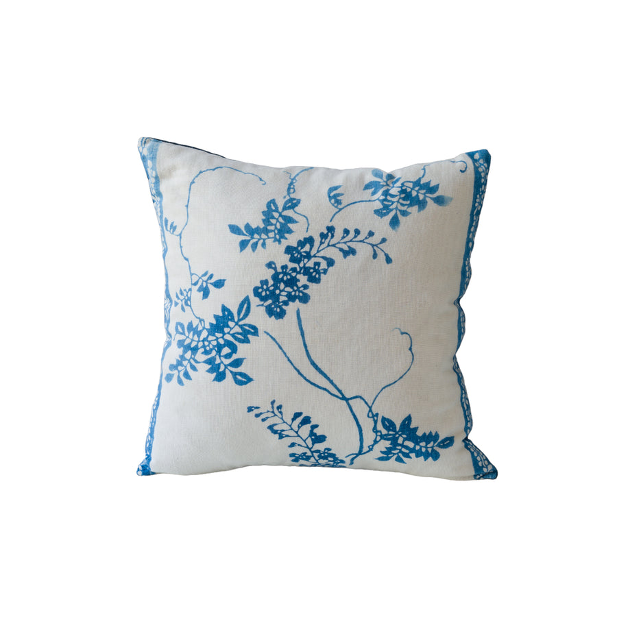 Ineza Pillow Blue and White Floral Print